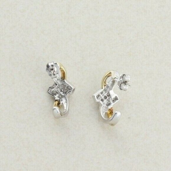 10k Yellow Gold Diamond Earrings J Hoop Earrings  .25 tcw hoops - Picture 9 of 9